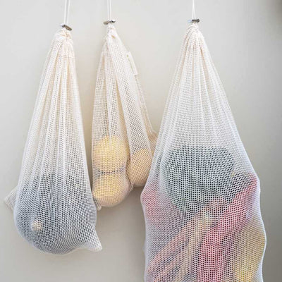 Sustainable choice: 4 Mesh, 4 Muslin bags, GOTS-certified organic cotton, for farmers markets, clutter-free shopping