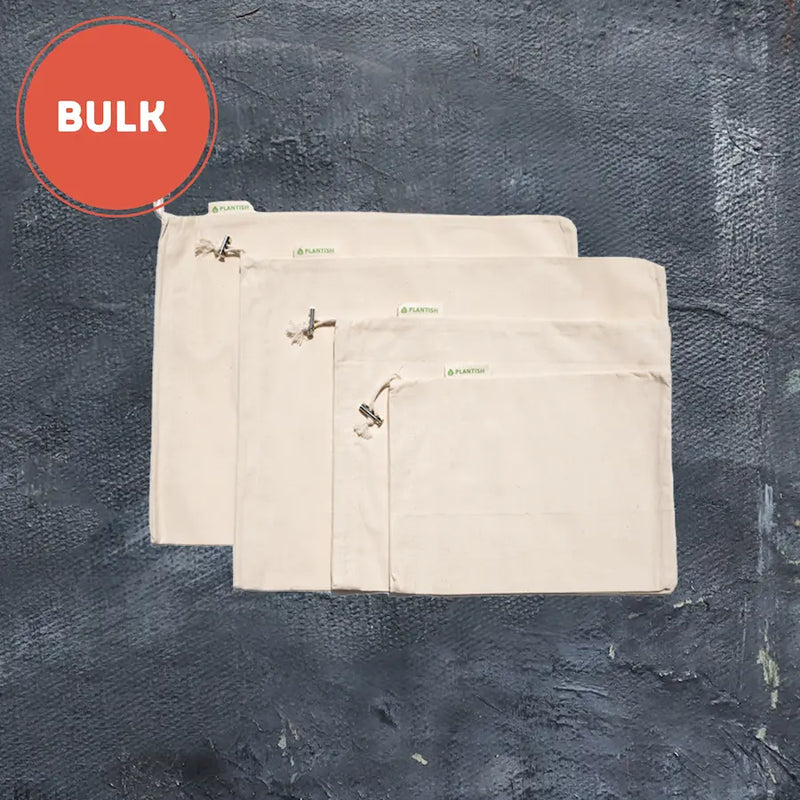 [BUY BULK] Set of 4 Organic Cotton Muslin Produce Bags