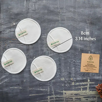Dimensions of cotton face rounds. 8cm/3.14 inches.