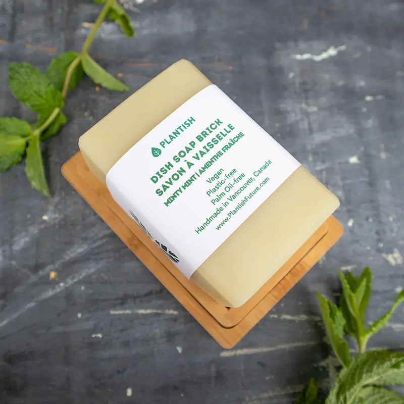 Minty mint solid soap brick for kitchen cleaning.