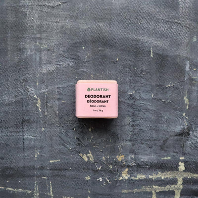  Plantish Future Beauty and Bathroom Zero Waste Deodorant Bar - Pink Rose & Citrus Front View